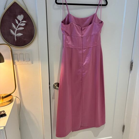 Jason Wu Fuchsia Satin Corset Midi Dress Medium - Picture 3 of 11
